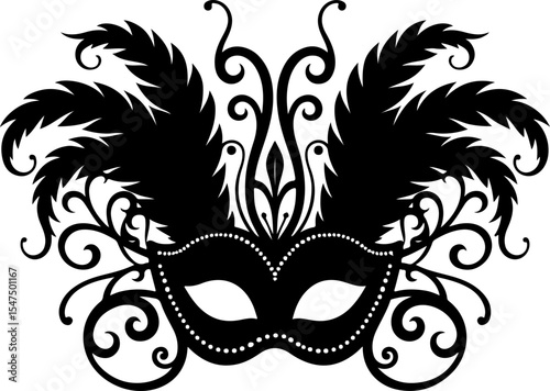 Ornate Masquerade Mask Silhouette vector