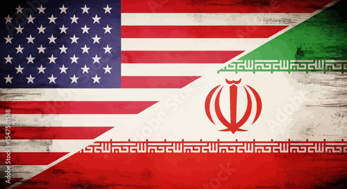 US-Iran Relations A Grunge-Textured Flag Image Representing International Diplomacy