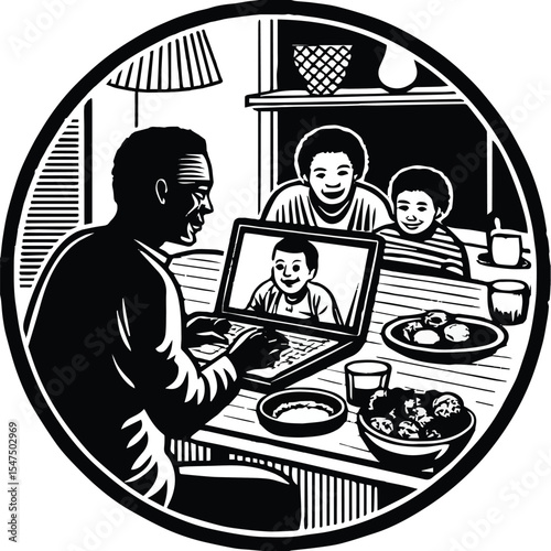 Cartoon vector illustration of a man and woman in a cafe