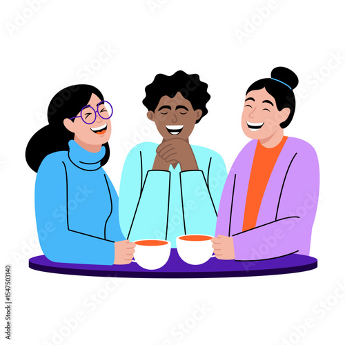 A flat style illustration showing friends doing gossips