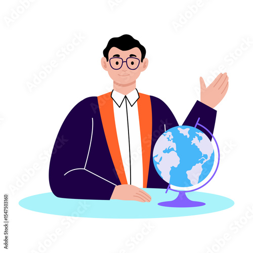 A flat style illustration showing professor