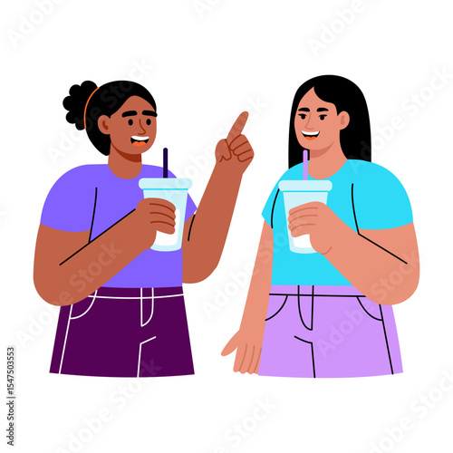 A flat style illustration showing friends talk