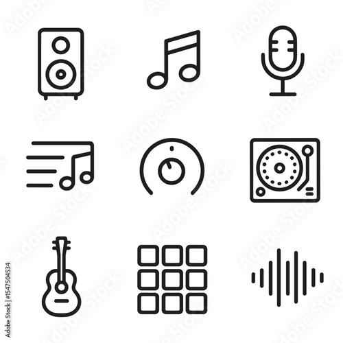 Casual Seating Icon Series. Outline icon set of casual seating zones: sofa corner, lounge chair, coffee table, floor cushion, pouf