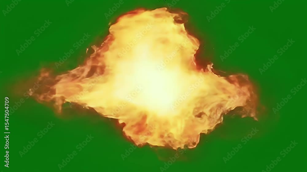 Intense Fire Explosion Green Screen Footage Realistic Flames for VFX and Filmmaking