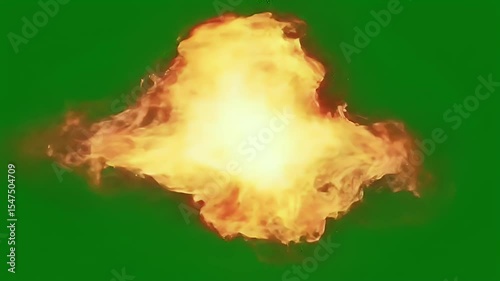 Intense Fire Explosion Green Screen Footage Realistic Flames for VFX and Filmmaking