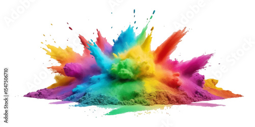 Colorful watercolor paint splashes create an artistic design with a vibrant, grunge texture