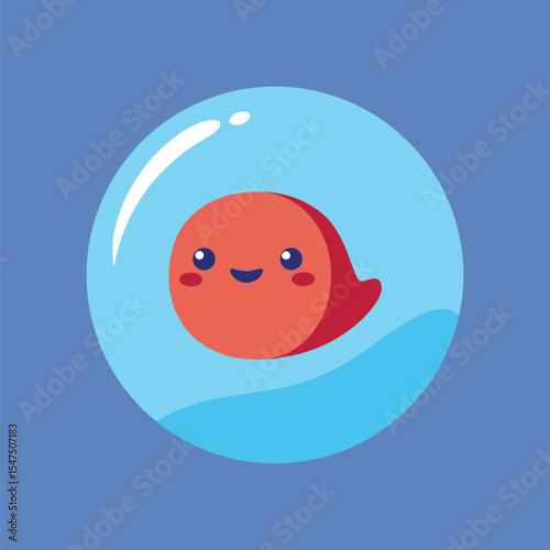 Emoticon Floating Inside Transparent Bubble