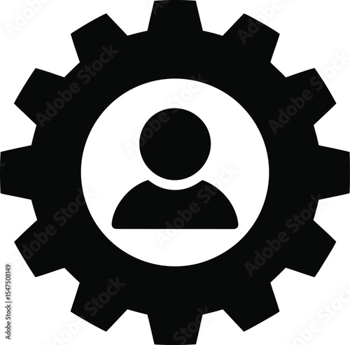 User Settings Icon in Gear Shape for Profile Management and Preferences
