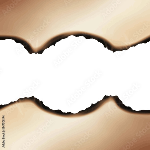 Distressed Burnt Paper Edge Isolated for Graphic Design Projects