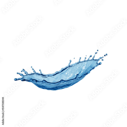 Energetic Water Splash Isolated on White: Refreshing Liquid Movement
