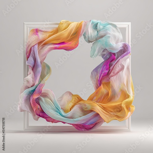 Colorful fabric draped in a square frame (1)