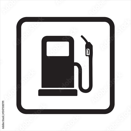 Gas pump icon vector. Fuel station road sign, isolated black silhouette. Petrol and transportation symbol