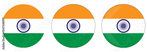 Indian flag isolated on white background in rounded, orange, white and green colour flag with navy blue ashok chakra symbol. vector illustrator.