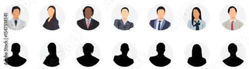 People portraits vector illustration. profile picture User avatars in circles. Collection of male and female human profile face icons. Faceless, Unknown or anonymous person.