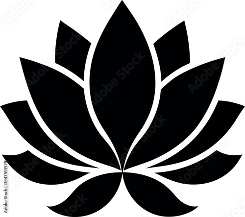 Lotus Flower Silhouette Icon Vector Graphic Illustration Design Template