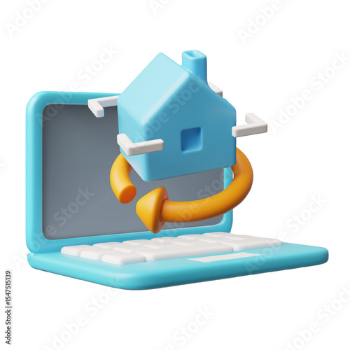Interior design three-dimensional computer technology 3D cartoon vector illustration, house architect developer service