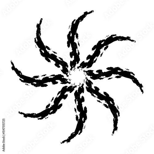 墨で描いた渦を巻いた手裏剣の模様のベクターイラスト