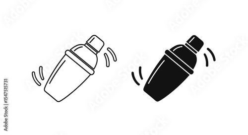 Bar shaker icon set in black filled and outline style