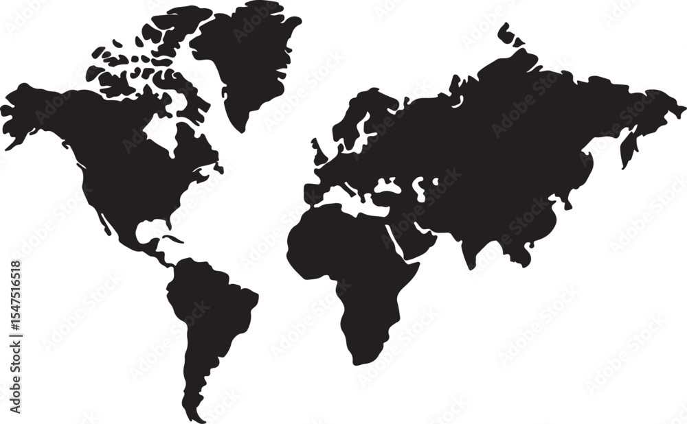 Fototapeta premium Global World Map Silhouette