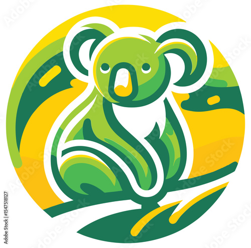 Cute Koala Logo Icon in circle