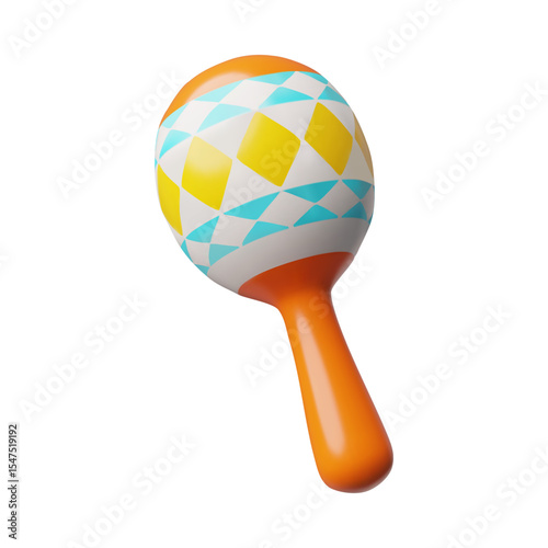 Mexican maracas 3D plastic style vector icon, render musical instrument, bright musical rattle, Hispanic rumba shaker