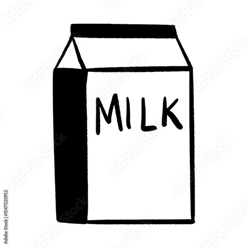 Hand Drawn Milk Carton Line. Dairy Product, Beverage, and Healthy Drink Doodle Vector. Breakfast and Food Concept. Editable