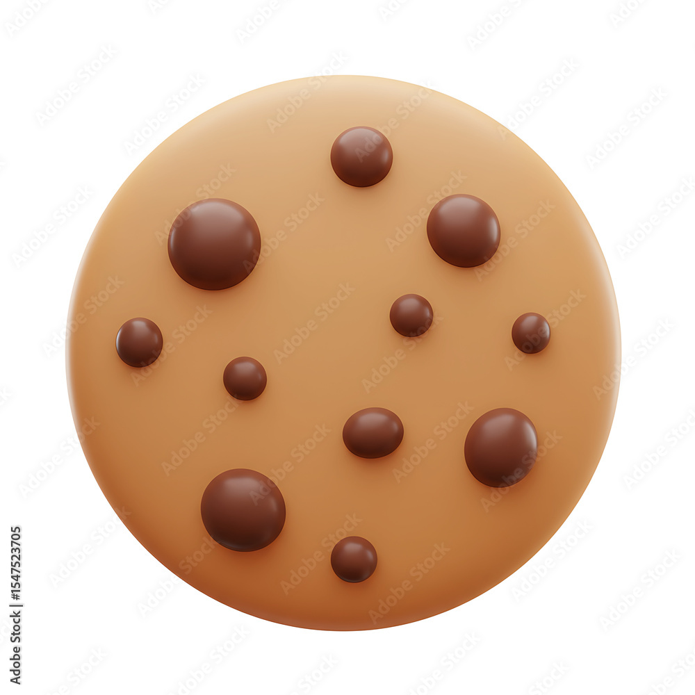 Fototapeta premium 3D Rendered Cookie with Brown Chocolate Chips on a PNG Image