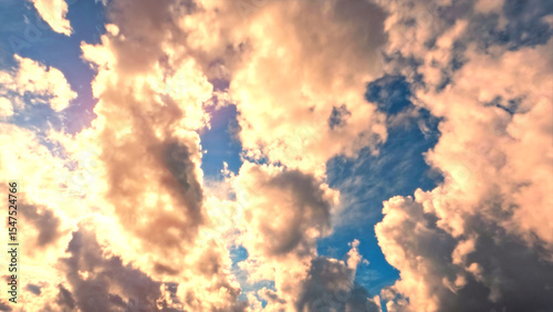cute sunrise goldish clouds on the sky background - photo of nature