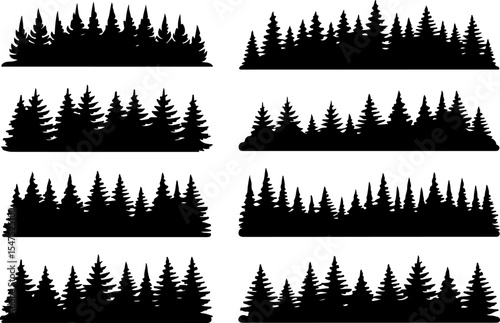 Mountain and Tree Silhouettes Vector Bundle