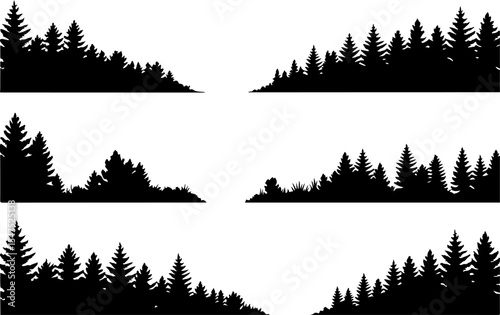 Mountain and Tree Silhouettes Vector Bundle