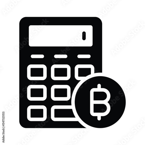 Trendy glyph icon showing bitcoin calculation, easy to edit
