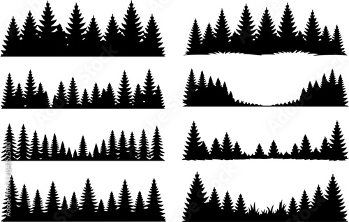 Mountain and Tree Silhouettes Vector Bundle