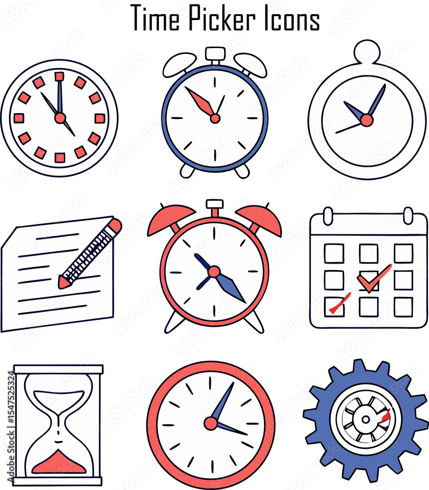 Fototapeta premium Time Picer Vector & Icons set