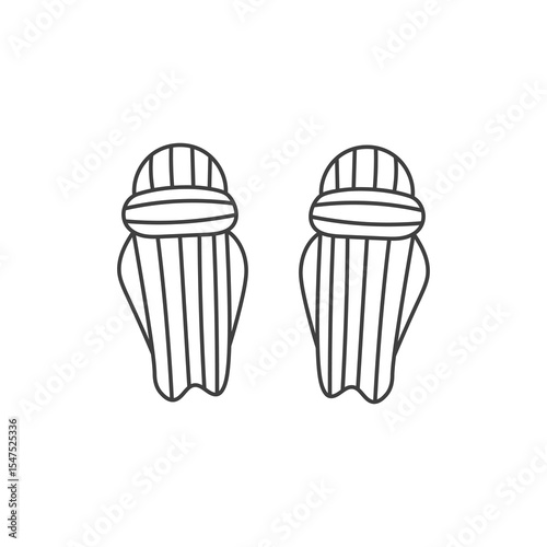 Cricket Leg Pads Drawing. Protective sports game uniform sketch. Player gear. Line vector illustration