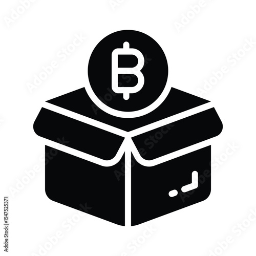 Premium glyph style icon of secure bitcoin box