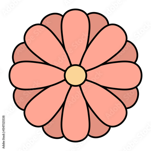 Gerbera. Cute orange petals on flower head. Color vector illustration. Isolated white background. Cartoon. Idea for web design.