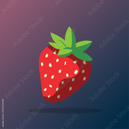 red strawberry vector flat design yellow object with shadow on a dark background casino slot