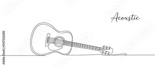 Single Line Drawing of an Acoustic Guitar