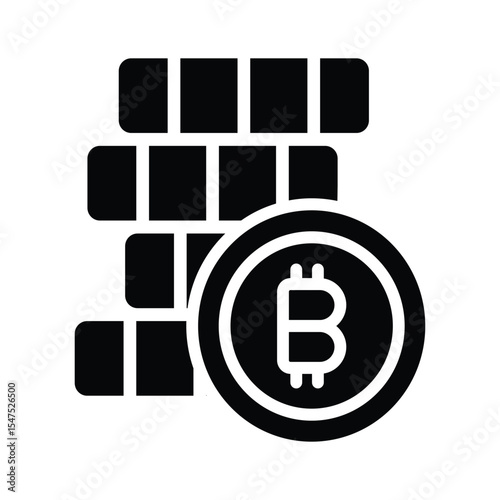 A premium glyph icon of multiple stacked bitcoins