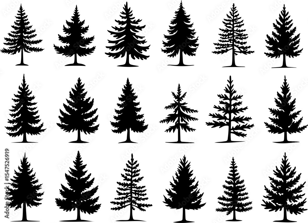 Fototapeta premium mountain pine tree forest vector bundle