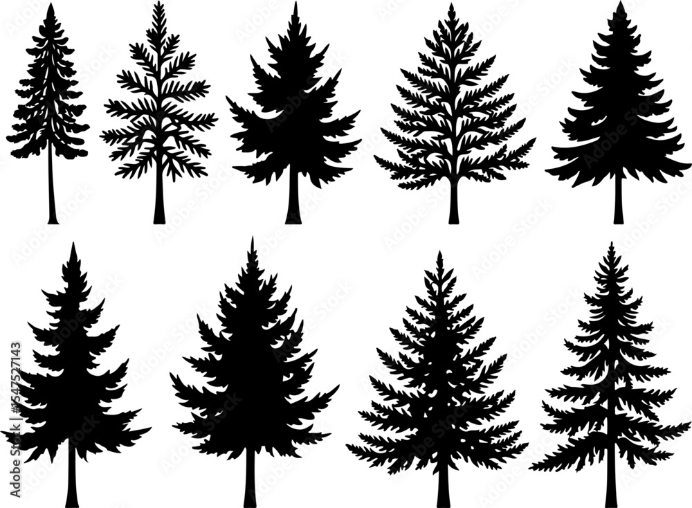 Fototapeta premium mountain pine tree forest vector bundle