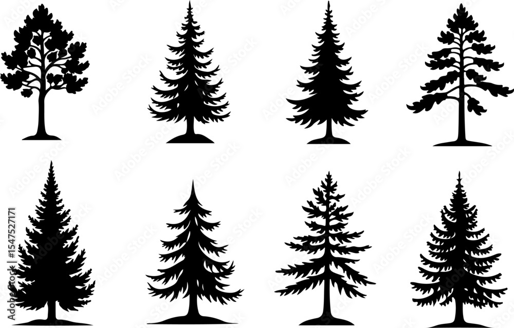 Obraz premium mountain pine tree forest vector bundle