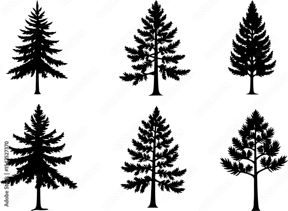 Obraz premium mountain pine tree forest vector bundle