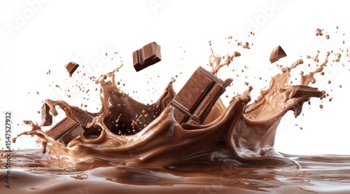 Chocolate splash with pieces