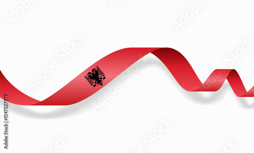 Albanian flag wavy abstract background layout. Vector illustration.