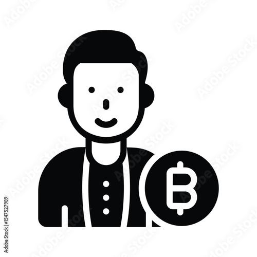 A trendy glyph icon of bitcoin investor profile
