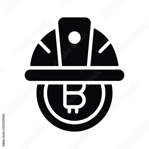 An editable glyph icon of bitcoin mining