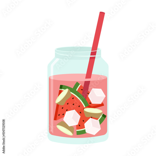 Colorful refreshing drinks with fruit and ice in different glasses. Summer cold drinks