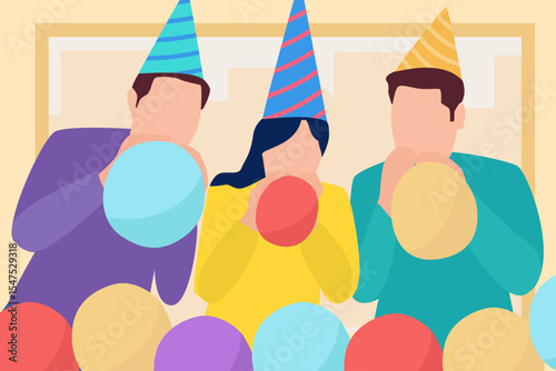 Birthday guests illustration