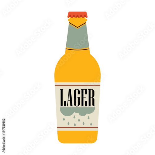 Various beer bottles with different labels and styles. Cool and cold summer drinks